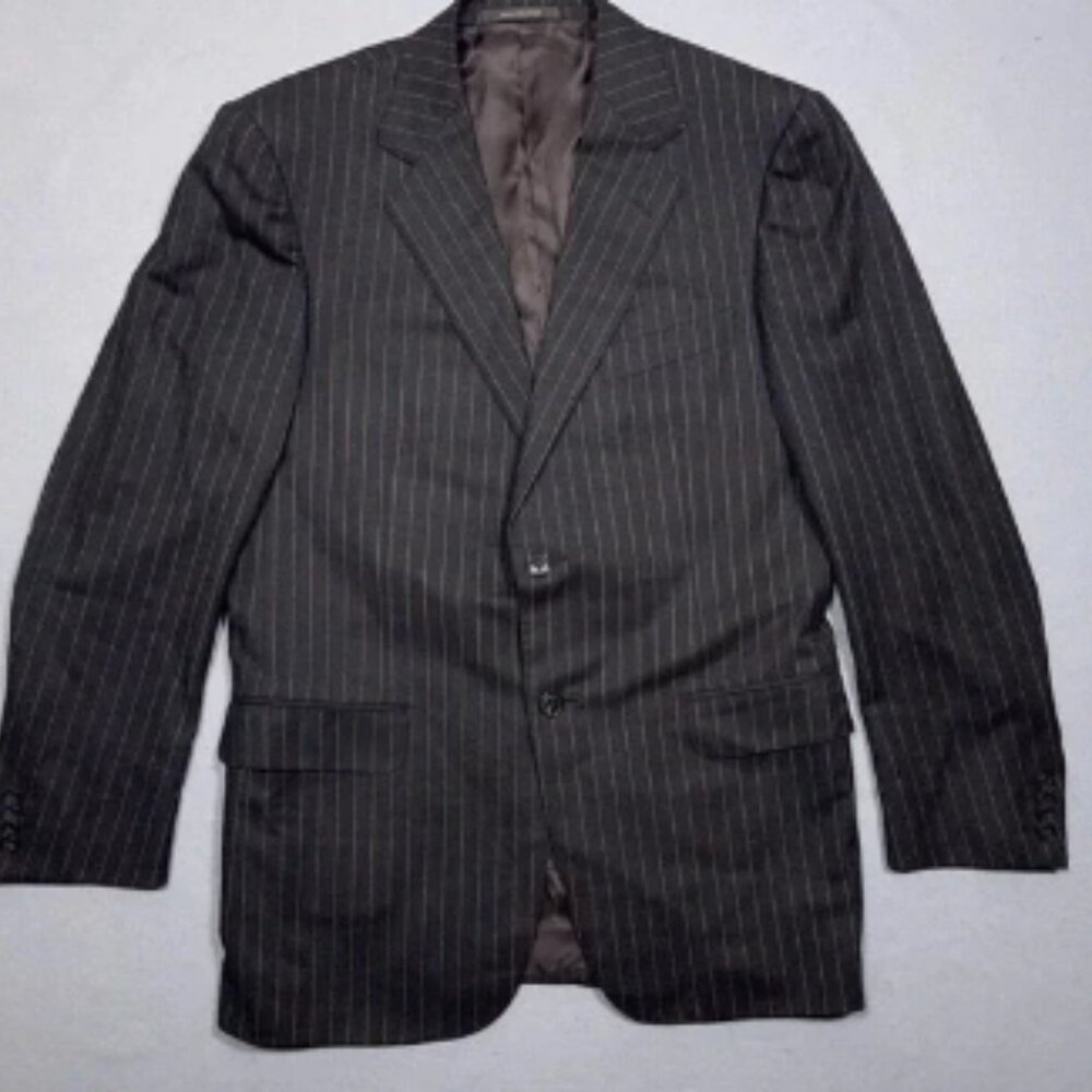Ermenegildo Zegna Sport Coat Blazer Size 42R US Brown Pinstripe Wool Switzerland